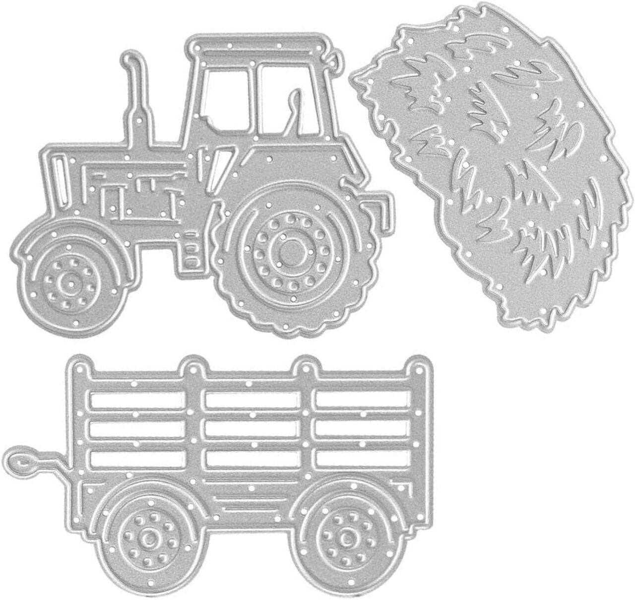 Metal Farm Tractor & Truck Cutting Dies – Fall Harvest Embossing Templates for Card Making, Scrapbooking, DIY Die Cuts, Grass & Straw Designs